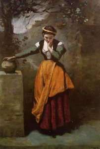 Daydreaming At The Fountain — Jean-baptiste-camille Corot, Barbizon School