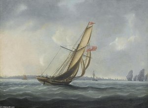A Squadron Of The Fleet Bearing Down The Channel Off The South Coast Of England Towards An On-coming Despatch Cutter — Thomas Buttersworth