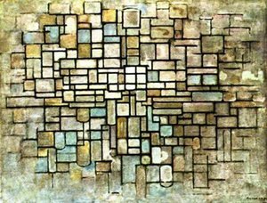 Composition In Blue, Grey And Pink — Piet Mondrijan, Geometric Abstraction