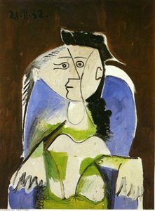 Mujer Sentada En Sillón Azul — Pablo Picasso, Surrealist Cubism