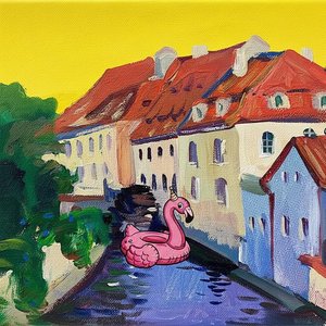Vibrant Solitude: A Sun-Drenched Canal Reflection in Expressive Impasto Strokes