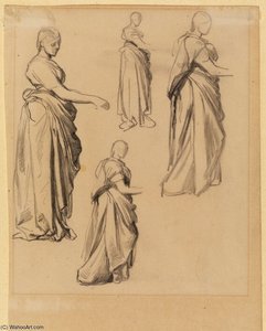 Four Studies Of A Draped Female Figure — George Frederic Watts