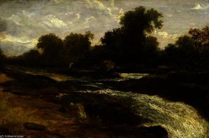 River Landscape With An Angler — William James Müller
