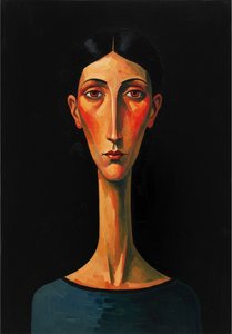 Ethereal Silhouette In Vermilion: A Singular Study Of Solitude — Marc Duvallier, Expressionism