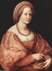 Portrait Of A Lady With Spindle Cup — Andrea Del Sarto