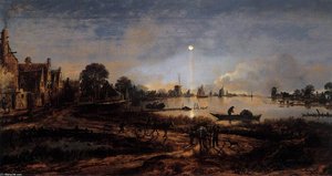 River View By Moonlight — Aert Van Der Neer