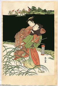 Osen Eloping With Lover — Suzuki Harunobu