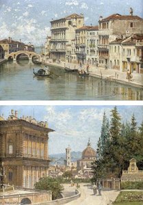 Ponte Dei Tre Archi, Cannaregio; And A View Of Florence From The Baboli Gardens With The Duomo In The Distance — Antonietta Brandeis