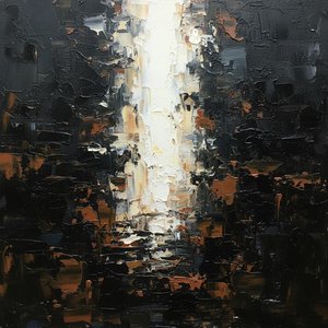 Monolith Der Schatten: Ein Einzelnes Fragmentiertes Licht In Tiefem Impasto-relief — Christian Noiret, Zeitgenössische Abstraktion