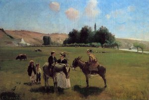 Donkey Ride At La Roche-guyon — Camille Pissarro, Realism