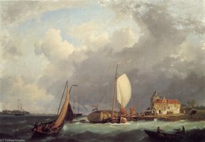 Shipping Off The Dutch Coast — Hermanus Koekkoek (the Elder)