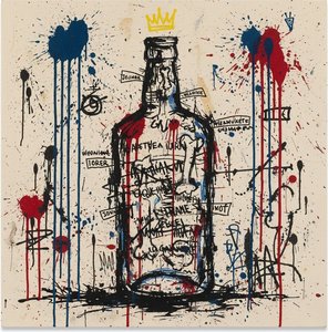 Fragmented Echoes Of Cobalt And Crimson In A Gestural Ink Monologue — Laurent Caron, Neo-expressionism
