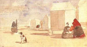 By The Bathing Machines — Eugène Louis Boudin, Impressionism