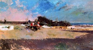 Moors Riding In Gunfire — Mariano Fortuny