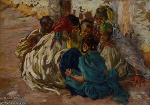 Enfants jouant accroupis (les bavards)