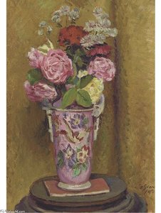 Roses In A Pink Vase — Duncan Grant