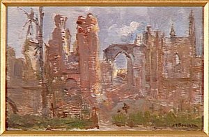 Eglise De Nieuport, En Ruines, Novembre 1915 — Joseph-félix Bouchor