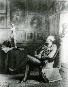 Le Connaisseur, Crayon Noir Plume Lavis Aquarelle Gouache The Expert, Lead Pencil Plucks Washing Watercolour Gouache — Honoré Daumier