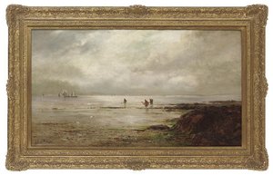 Gathering Cockles At Low Tide