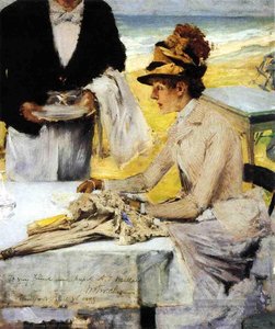 Ordering Lunch By The Seaside — William Merritt Chase