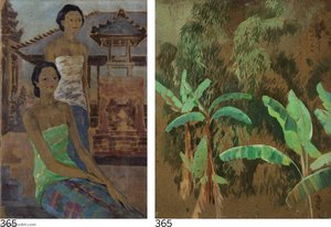(i) Two Balinese Ladies (ii) Jungle Village Scene — Czeslaw Mystkowski