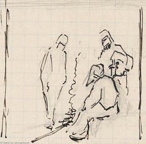 Cursory Sketch Of Three Figures By Bonfire — Nicholas Roerich, Contemporary Realism