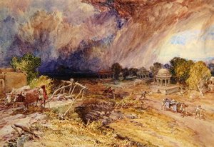 Dust Storm Coming On, Near Jaipur Rajputana — William Simpson