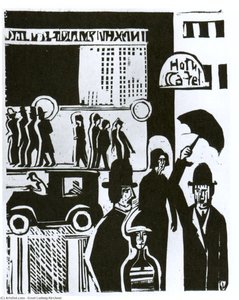 Street In The Rain — Ernst Ludwig Kirchner, German Expressionism