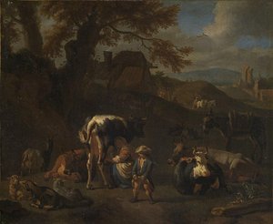 Landscape With A Herd And A Shepherdess — Pieter Van Bloemen
