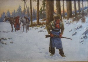 Plains Indians Hunting In Winter Landscape — John Hauser
