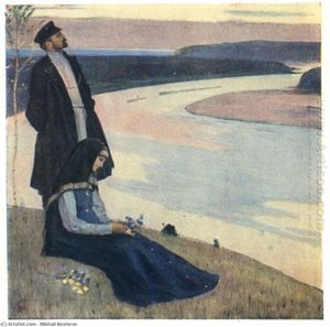 By Volga — Mikhail Nesterov