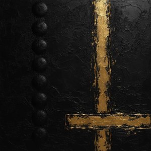 Gilded Intersection Amidst Weathered Black Relief