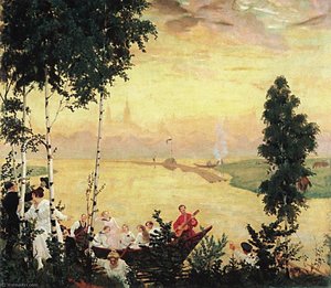 Evening Journey — Boris Mikhailovich Kustodiev, Russian Symbolism