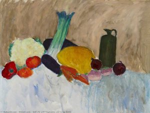 Still Life With Vegetables And Green Bottle — Elsbeth Juda