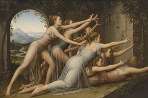Echoes Of Awe: A Nymphs' Lament — Jacques Villedieu, High Renaissance (sfumato)