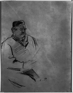 Man Reading — Camille Pissarro, Impressionist Sketch Study