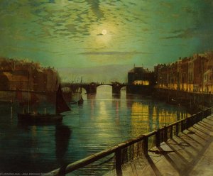 Whitby Harbor By Moonlight — John Atkinson Grimshaw
