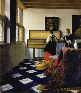 Dame Am Virginal Mit Einem Herrn — Johannes Vermeer, Baroque Kunst