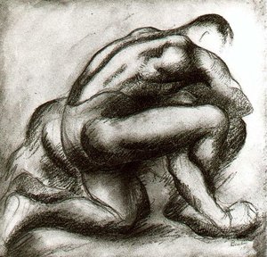 Study Of Wrestlers — Thomas Hart Benton