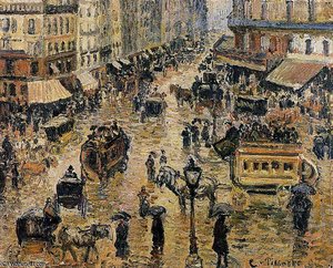 Place Du Havre, Paris, Rain. — Camille Pissarro, Impressionist Landscape
