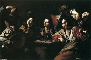Tavern Scene With A Lute Player — Bartolomeo Manfredi, Baroque