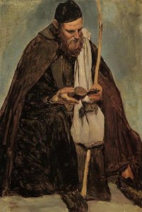 Italian Monk Reading — Jean-baptiste-camille Corot, Romantic Landscape Painting