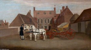A Groom, Two Greys And A Currick In A Courtyard — Francis Sartorius Ii (john Francis Sartorius)