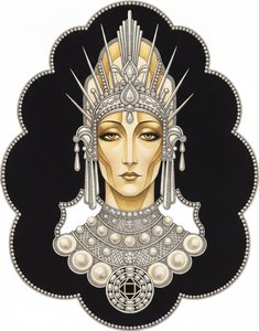 Vergoldeter Glanz Der Perlenbesetzten Sonnenstrahlenkrone — Valentin Laurent De Courcey, Art Déco
