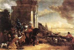 Departure Of An Oriental Entourage — Cornelis Van Poelenburch
