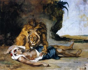 Lion Mauling A Dead Arab — Eugène Delacroix