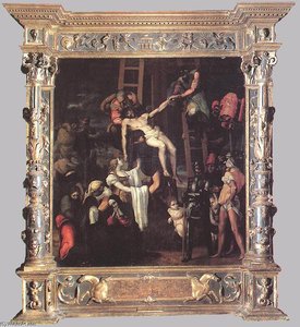 Descent From The Cross (with Original Frame) — Pedro Machuca, Baroque