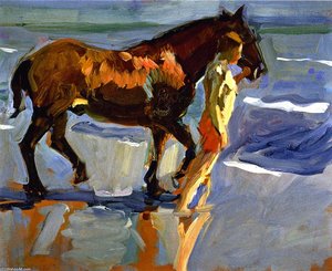 The Horse Bath (study) — Joaquín Sorolla Y Bastida, Impressionism