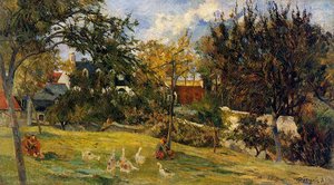Geese In The Meadow — Eugène Henri Paul Gauguin, Post-impressionist Landscape