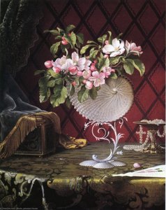 Still Life With Apple Blossoms In A Nautilus Shell — Martin Johnson Heade